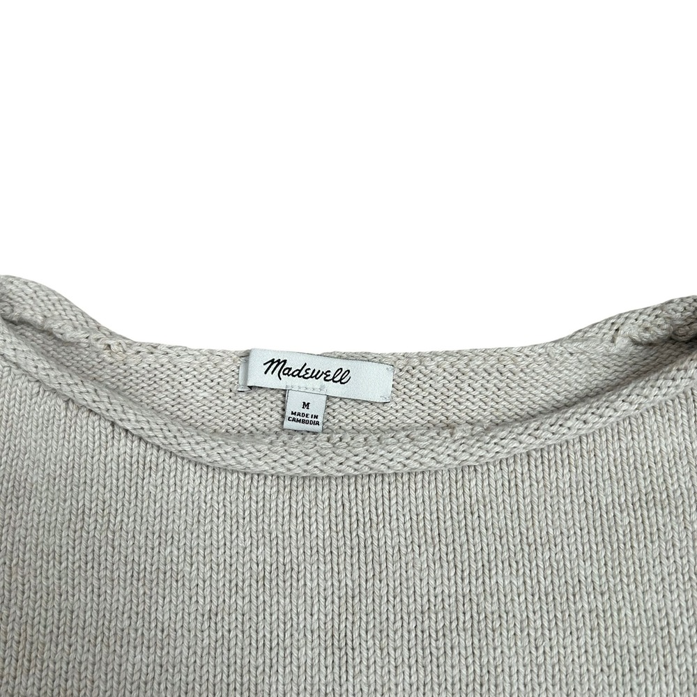 Madewell Womens‎ Cotton Boxy Pullover Sweater Beige Cream Beachy Coastal Medium - Picture 3 of 8